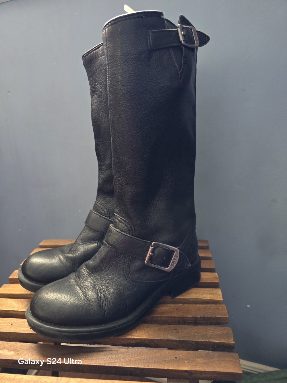 Frye Veronica Slouch Black Leather Boots